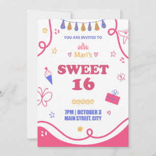 Sweet 16 birthday invitations gorgeous girl