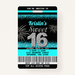 Sweet 16 Birthday Invitations ID Badge