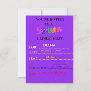 "SWEET 16" Birthday invitations PERSONALIZED.