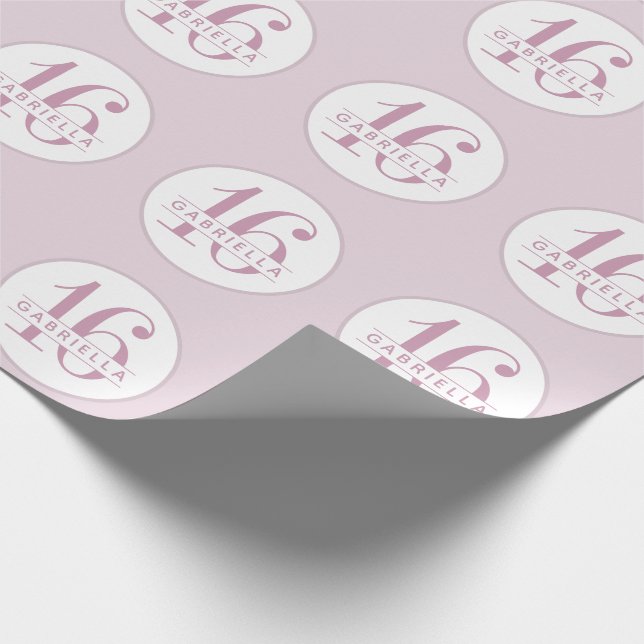 Sweet 16 Birthday Orchid Purple Personalised Wrapping Paper (Corner)