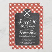Sweet 16 Birthday Party BBQ Red Gingham Chalk