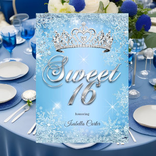 Sweet 16 Birthday Party Blue Snowflake Winter Invitation