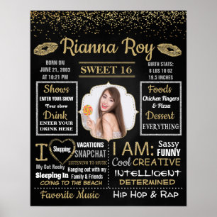 Sweet 16 Birthday Party chalkboard sign board