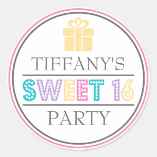 Sweet 16 Birthday Party Favour Sticker