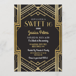 Sweet 16 Birthday Party Gatsby Art Deco Invite