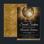 Sweet 16 Birthday Party Gold Disco Ball Invitation<br><div class="desc">Gold Sweet 16th Birthday Party Gold Disco Ball Party Invitation. The Gold and Black Sweet 16 Birthday Party Invitation is perfect for a modern Sweet Sixteen Birthday Party.</div>