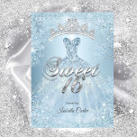 Sweet 16 Birthday Party Ice Blue Snowflake Winter Invitation<br><div class="desc">Cinderella Ice Blue Princess Sweet 16 Birthday 16th Birthday party. Tiara Snowflakes Dress Winter Wonderland and white lace silver stars glitter sparkle glow. Pretty adorable Please note: not real lace or jewels/gems. Any age Birthday. Customise with your own details. All Designs are Copyrighted! Content and Designs © 2000-2021 Zizzago™ ®...</div>