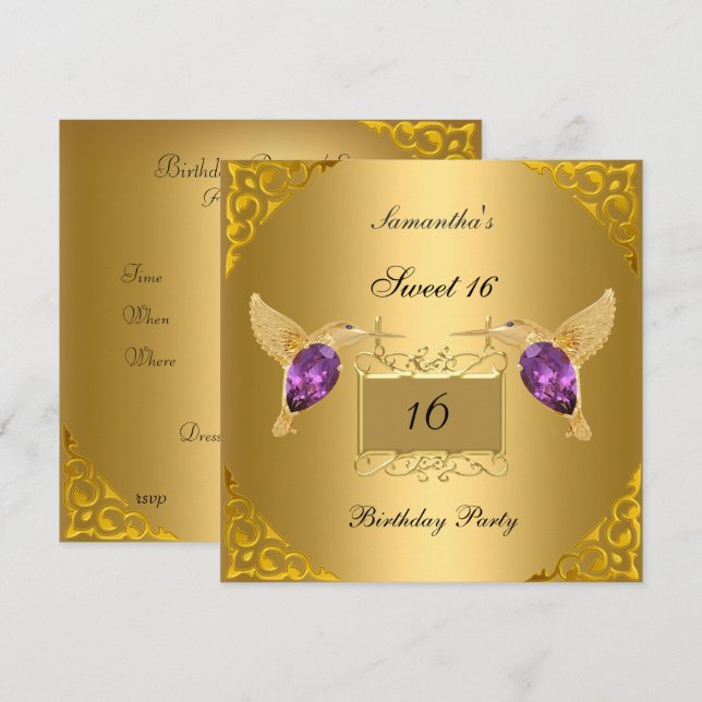 Sweet 16 Birthday Party Invitation (Front/Back)