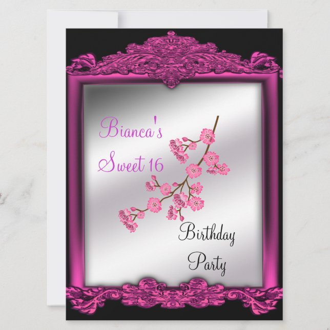 Sweet 16 Birthday party invitation pink (Front)