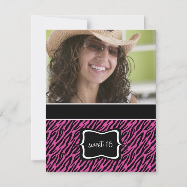 Sweet 16 Birthday Party Invitations {Zebra Print} (Front)