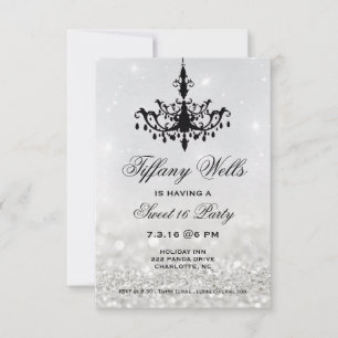 Sweet 16 Birthday Party Invite   Chandelier Silver