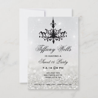 Sweet 16 Birthday Party Invite | Chandelier Silver