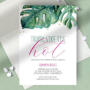 Sweet 16 Birthday Party Luau Theme Invitation