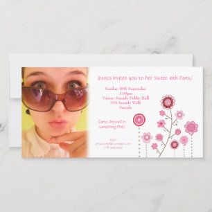 Sweet 16 Birthday Party Photo Card Template