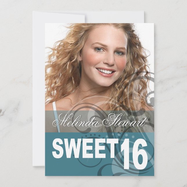 Sweet 16 Birthday Party Photo Invitation (Front)