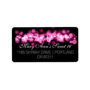 Sweet 16 Birthday Party Pink Bokeh Lights Label