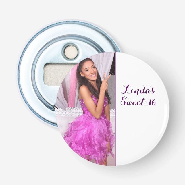 Sweet 16 birthday party plate 16th bottle opener (Front)