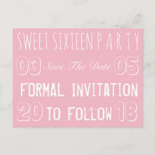 Sweet 16 Birthday Party Save The Date Soft Pink Announcement Postcard