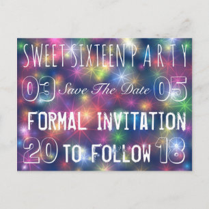 Sweet 16 Birthday Party Save The Date Stars Announcement Postcard