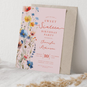 Sweet 16 Birthday Party Wildflower Meadow Invitation