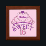 Sweet 16 Birthday Personalised Pink Princess Tiara Gift Box<br><div class="desc">Cute sweet sixteen necklace birthday gift for your big teenage girl's bash. Personalise by writing your name in pretty purple script inside of the pink tiara. A pretty sweet 16 gift box.</div>