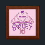 Sweet 16 Birthday Personalised Pink Princess Tiara Gift Box<br><div class="desc">Cute sweet sixteen necklace birthday gift for your big teenage girl's bash. Personalise by writing your name in pretty purple script inside of the pink tiara. A pretty sweet 16 gift box.</div>
