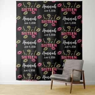 sweet 16 birthday Photo Booth backdrop banner Tapestry
