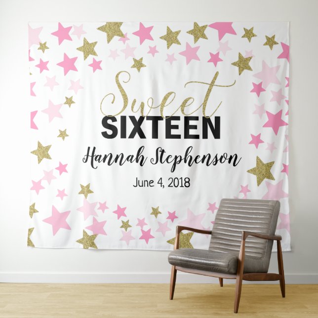 sweet 16 birthday Photo Booth backdrop banner Tapestry (In Situ (Horizontal))