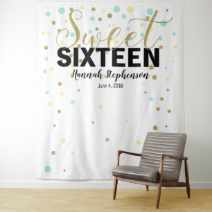 sweet 16 birthday Photo Booth backdrop banner Tapestry
