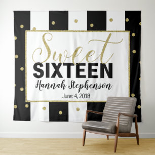 sweet 16 birthday Photo Booth backdrop banner Tapestry