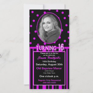 Sweet 16 Birthday Photo Card Invitation