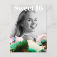 ** Sweet 16 Birthday Photo Green PinK Mint AP29