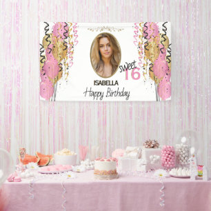 Sweet 16 Birthday - Pink Balloons Banner