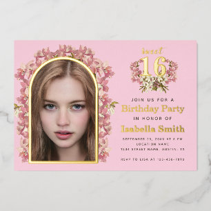 Sweet 16 Birthday Pink Girl Photo Orchids Arch 