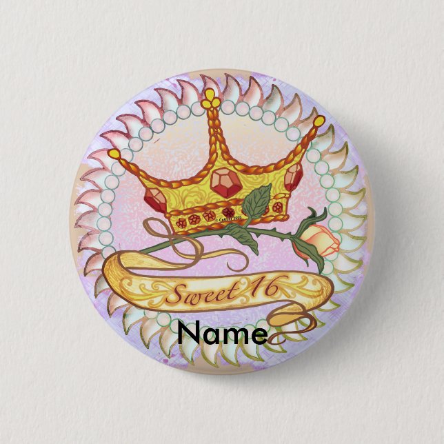 Sweet 16 Birthday Princess pin button  (Front)