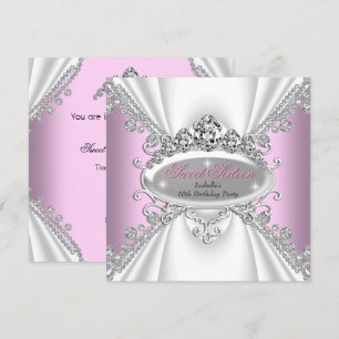 Sweet 16 Birthday Princess Pink Diamonds Tiara Invitation