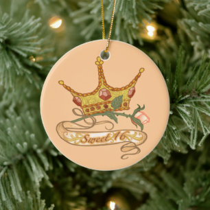 Sweet 16 Birthday Princess Round Ornament