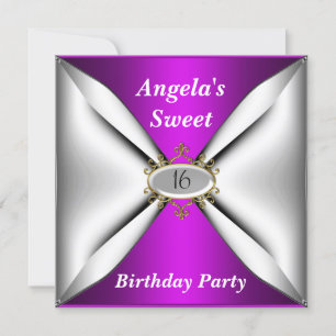 Sweet 16 birthday purple invitation
