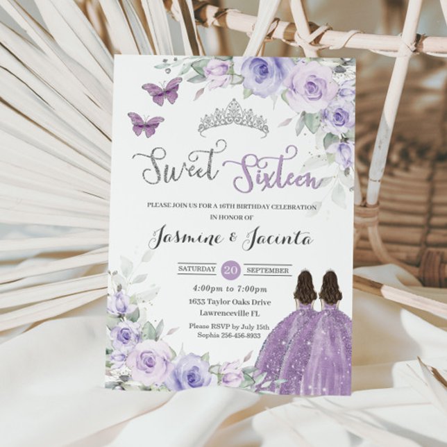 Sweet 16 Birthday Purple Lilac Floral Princesses  Invitation (Creator Uploaded)