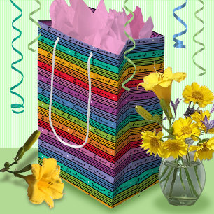 Sweet 16 Birthday Rainbow Stripes Medium Gift Bag