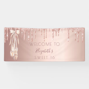 Sweet 16 birthday rose gold ballerina welcome  banner