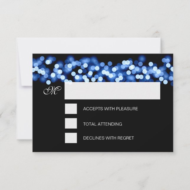 Sweet 16 Birthday RSVP Hollywood Glam Blue (Front)