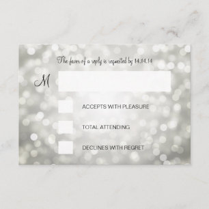 Sweet 16 Birthday RSVP Silver Glitter Lights Card