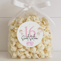 Sweet 16 Birthday Stickers for Favours, Gifts