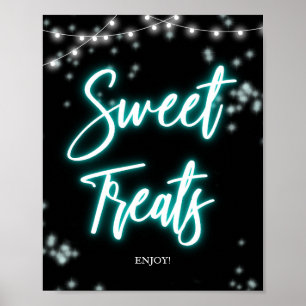 Sweet 16 Birthday Teal Neon Sweet Treats Sign