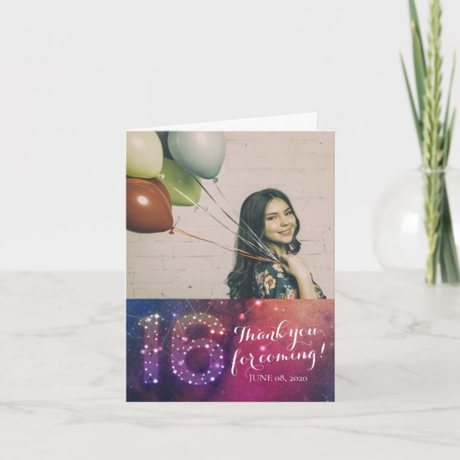 Sweet 16 Birthday Thank You Galaxy Constellations Invitation (Front)