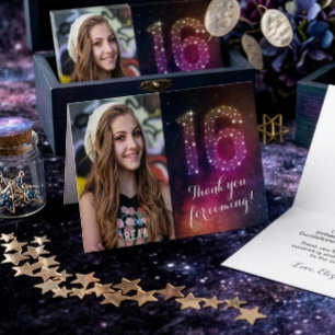 Sweet 16 Birthday Thank You Galaxy Constellations Invitation