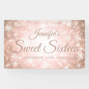 Sweet 16 Birthday Welcome Rose Gold Winter Banner