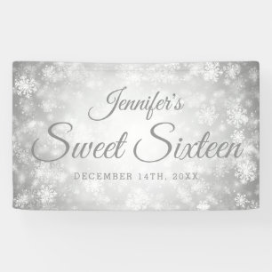 Sweet 16 Birthday Welcome Silver Winter Wonderland Banner