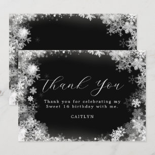 Sweet 16 Birthday Winter Wonderland Snowflake Thank You Card